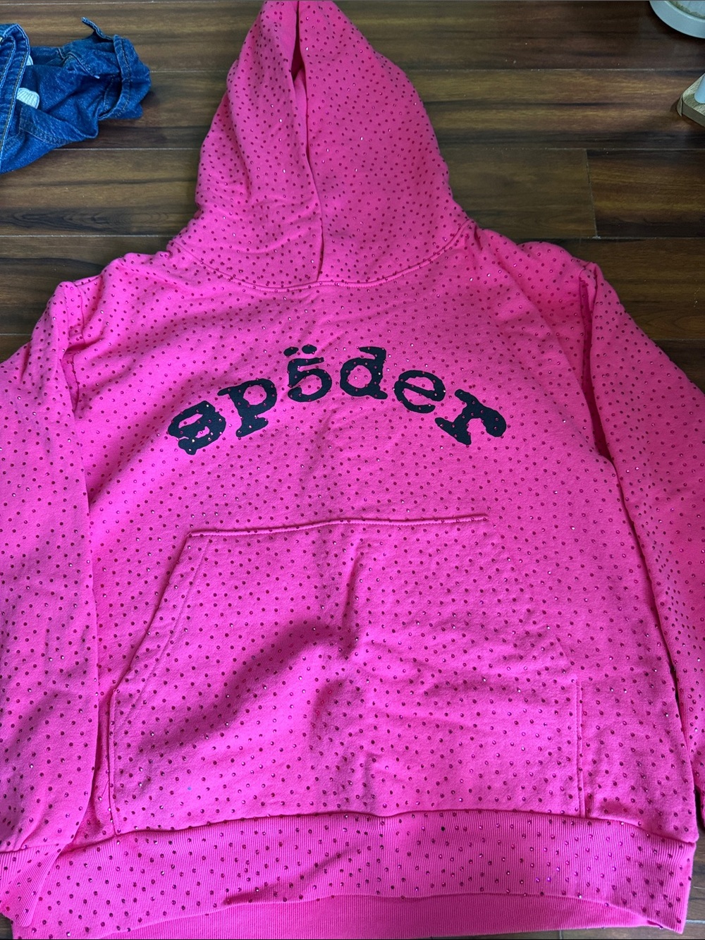 Men:women’s Sp5der  Pink Hooded Sweatshirt with Black Accent